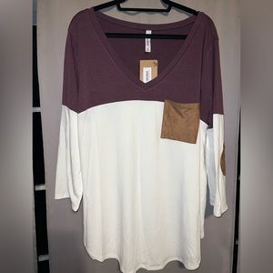 3/4 sleeve top w/ pocket